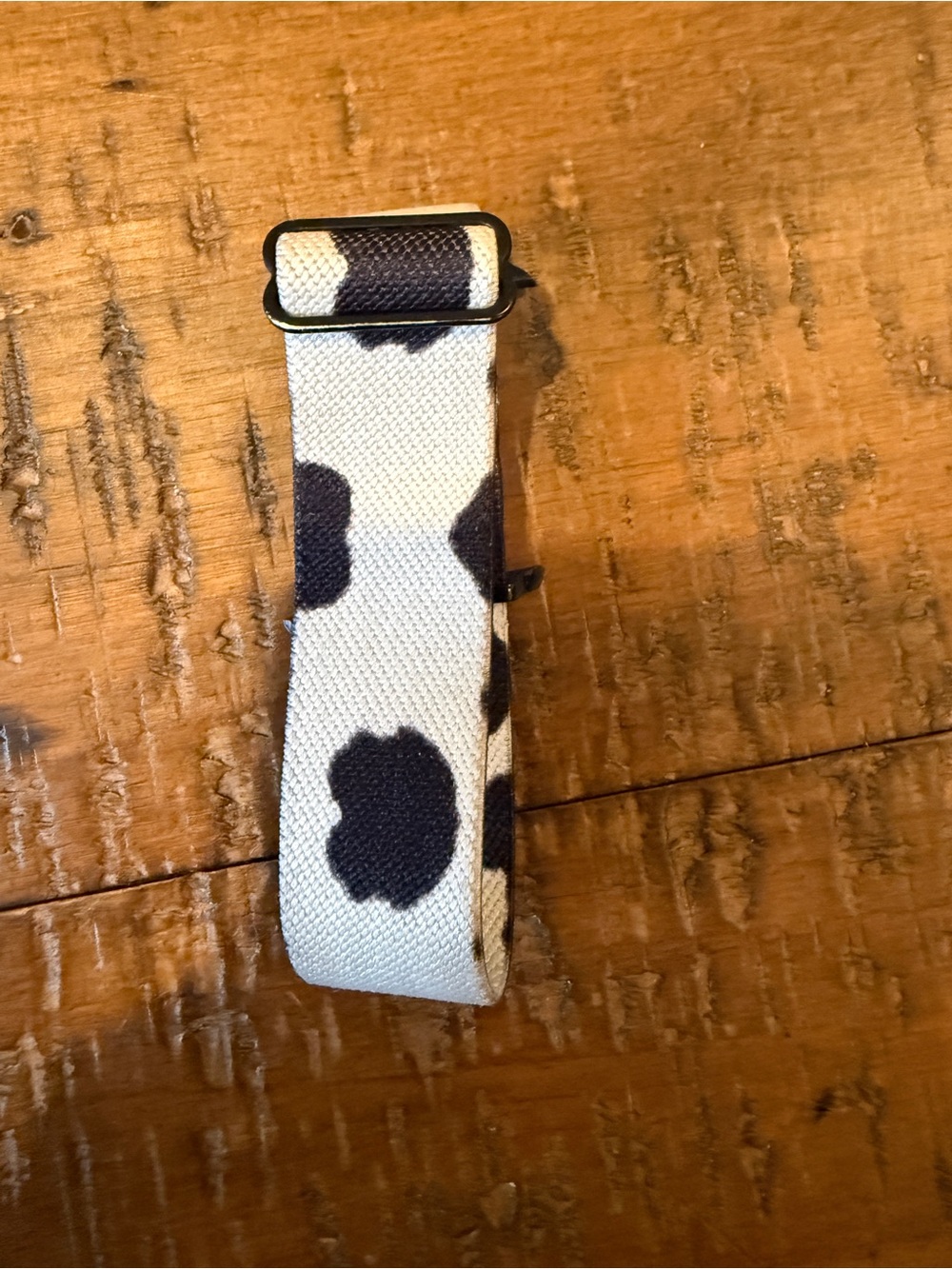 Apple Cow Print Elastic Fabric Watch Strap - Black & Cream BRAXLEY